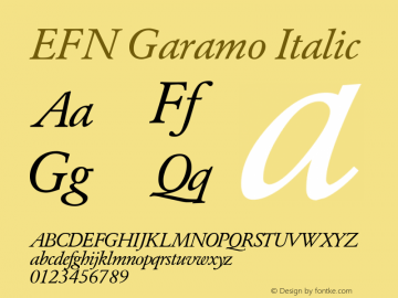 EFN Garamo Italic Version 2.0; 2000图片样张