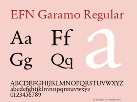 EFN Garamo Regular Version 2.0; 2000 Font Sample