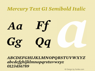 MercuryTextG1-SemiboldItalic 001.000 Font Sample