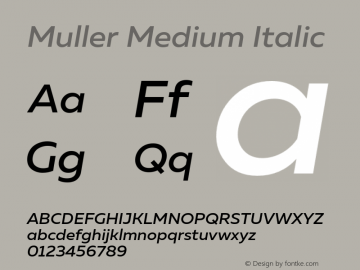 Muller-MediumItalic Version 1.0;com.myfonts.easy.font-fabric.muller.medium-italic.wfkit2.version.4nu9 Font Sample