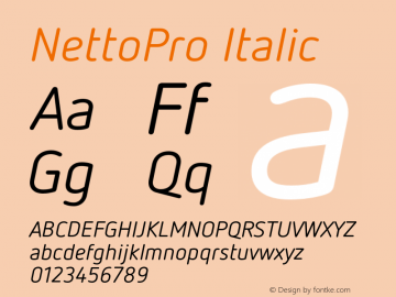 NettoPro-Italic Version 7.504 Font Sample