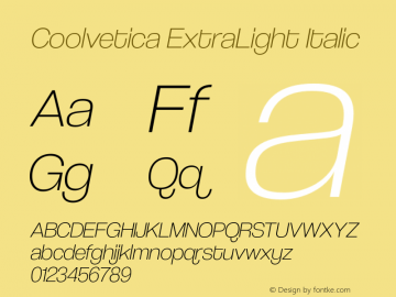 CoolveticaEl-Italic Version 4.200 Font Sample