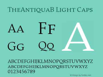 TheAntiquaB-LightCaps 001.000 Font Sample