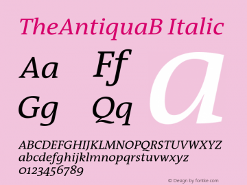 TheAntiquaB-RegularItalic 001.000 Font Sample