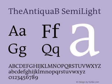 TheAntiquaB-SemiLight 001.000 Font Sample