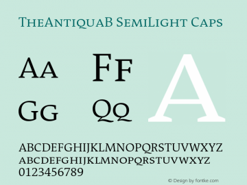 TheAntiquaB-SemiLightCaps 001.000 Font Sample