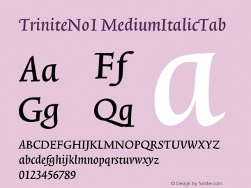 TriniteNo1-MediumItalicTab 001.000 Font Sample