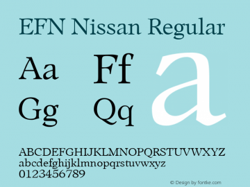 EFN Nissan Regular Version 2.0; 2000 Font Sample