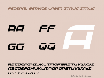 Federal Service Laser Italic Version 2.0; 2019 Font Sample