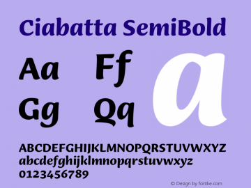 Ciabatta SemiBold Version 1.000 Font Sample