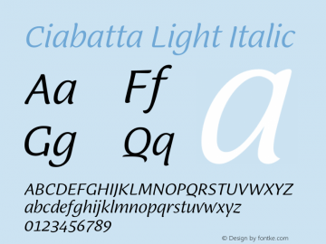 Ciabatta Light Italic Version 1.000 Font Sample