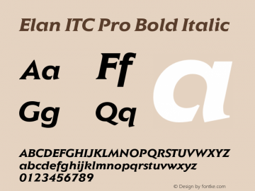ElanITCPro-BoldItalic Version 1.00 Font Sample