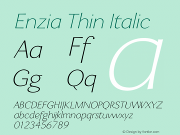 EnziaThin-Italic Version 1.00图片样张