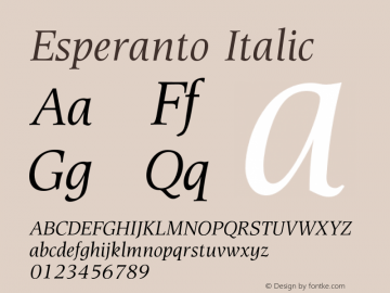 Esperanto-Italic 005.000 Font Sample