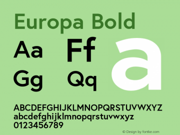 Europa-Bold 1.000 Font Sample