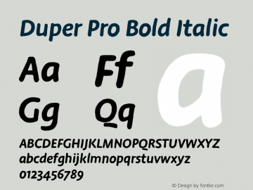 DuperPro-BoldItalic Version 7.504 Font Sample