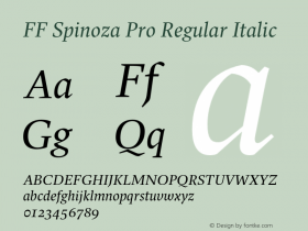 FFSpinozaPro-RegularItalic Version 7.504; 2010; Build 1021图片样张