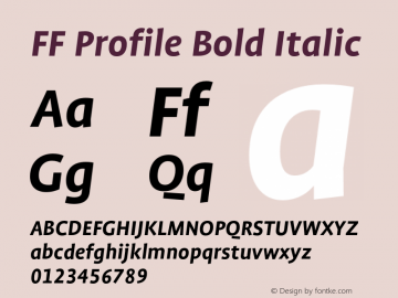 FFProfile-BoldItalic Version 7.504 Font Sample