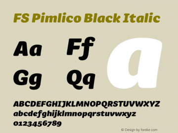 FSPimlico-BlackItalic Version 1.001 Font Sample