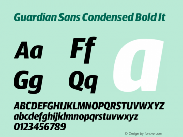 GuardianSansCondensed-BoldIt Version 1.200; 2016图片样张