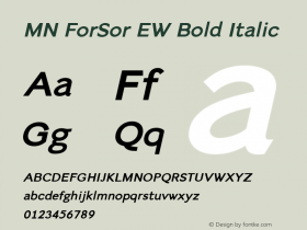 MNForSorEW-BoldItalic Version 3.201 Font Sample