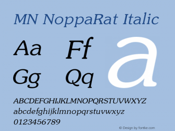 MNNoppaRat-Italic Version 3.201 Font Sample