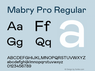 Mabry Pro Regular Version 1.004 Font Sample