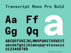 Transcript Mono Pro Bold Version 2.001; ttfautohint (v1.5) Font Sample