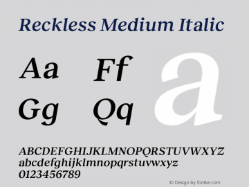 Reckless-MediumItalic Version 1.003 | wf-rip DC20180715图片样张