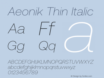 Aeonik Thin Italic Version 1.000图片样张