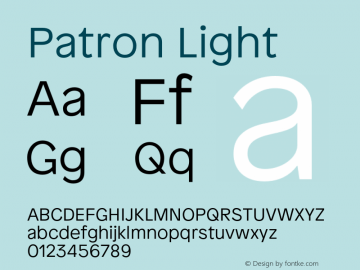 Patron-Light Version 2.001 Font Sample