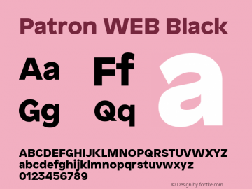 PatronWEB-Black Version 1.001;PS 001.001;hotconv 1.0.70;makeotf.lib2.5.58329 Font Sample
