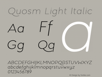 Quosm-LightItalic 1.000 Font Sample