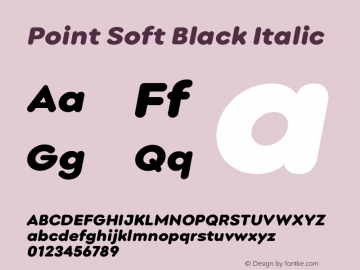 Point Soft Black Italic Version 1.000;PS 001.000;hotconv 1.0.88;makeotf.lib2.5.64775;YWFTv17 Font Sample