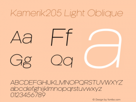 Kamerik205-LightOblique Version 4.001;com.myfonts.easy.talbot.kamerik-205.light-oblique.wfkit2.version.4jU4图片样张