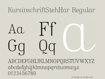 KursivschriftStehHar 1.000 Font Sample