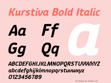 Kurstiva-BoldItalic Version 001.000 Font Sample