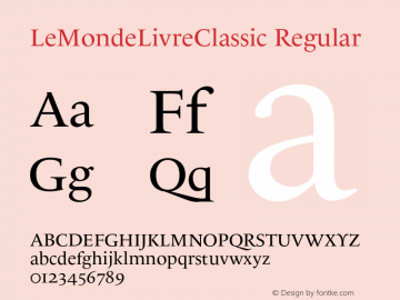 LeMondeLivreClassic-Regular 001.001 Font Sample