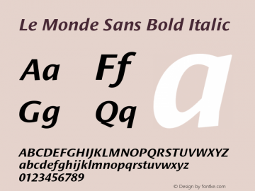 LeMondeSans-BoldItalic 001.000 Font Sample