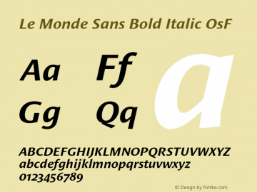 LeMondeSans-BoldItalicOsF 001.000 Font Sample