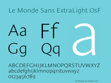 LeMondeSans-ExtraLightOsF 001.000 Font Sample