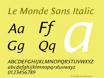 LeMondeSans-Italic 001.000 Font Sample