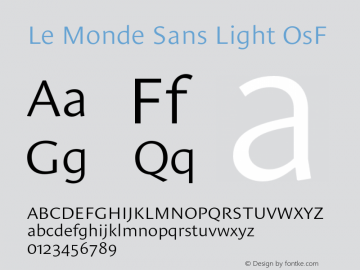 LeMondeSans-LightOsF 001.000 Font Sample
