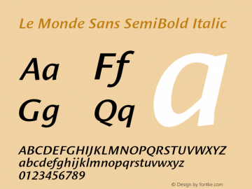 LeMondeSans-SemiBoldItalic 001.000 Font Sample