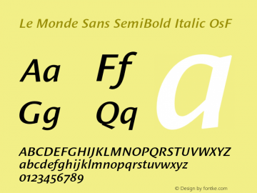LeMondeSans-SemiBoldItalicOsF 001.000 Font Sample