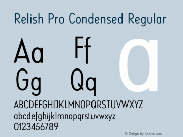 RelishPro-CondensedRegular Version 1.000 Font Sample