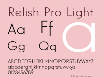 RelishPro-Light Version 1.000 Font Sample