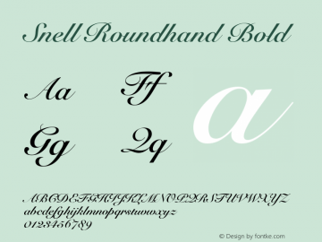 Snell Roundhand Bold Version 10.0d5e5 Font Sample