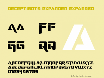 Deceptibots Expanded Version 1.0; 2019 Font Sample
