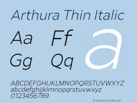 Arthura-ThinItalic Version 1.000 Font Sample